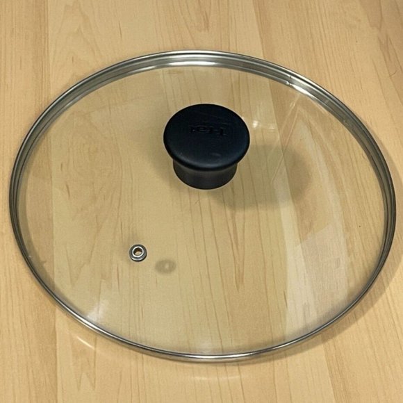 Original T-FAL 9.25" Glass Replacement Lid Cover Top‎ Black Handle Vent Hole - Picture 1 of 4